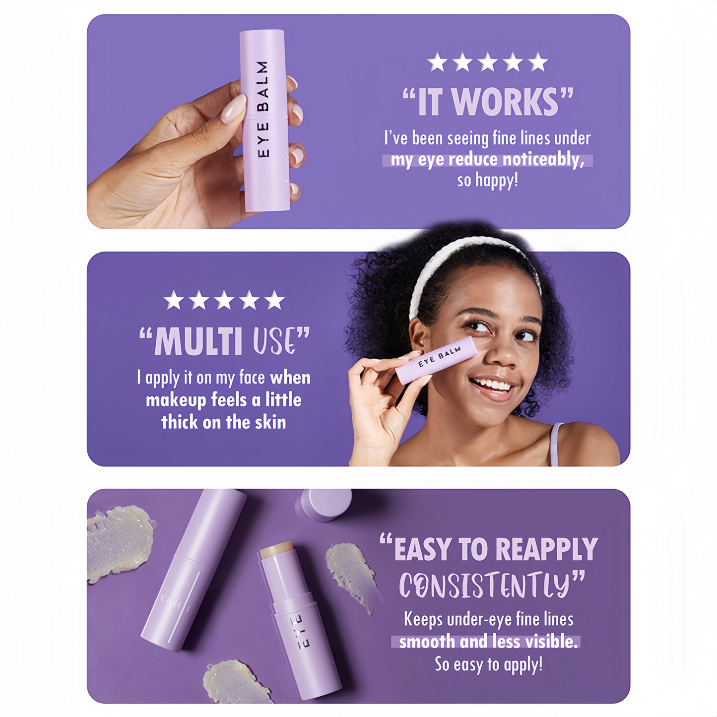 KAHI BALM SERIES - Eye Balm Stick & Moisture | Under Eye Brightener & Glow | Hydrating Stick & Multi-Purpose Korean Cream Dark Circles & Fine Lines (0.32 oz)